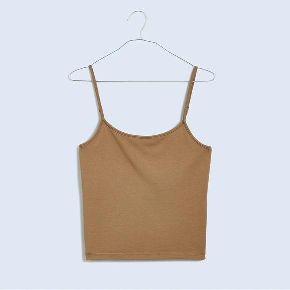 Madewell Top Scoopneck Cami Tank Fitted Cropped Rustic Wood XS NWT New - Picture 1 of 11